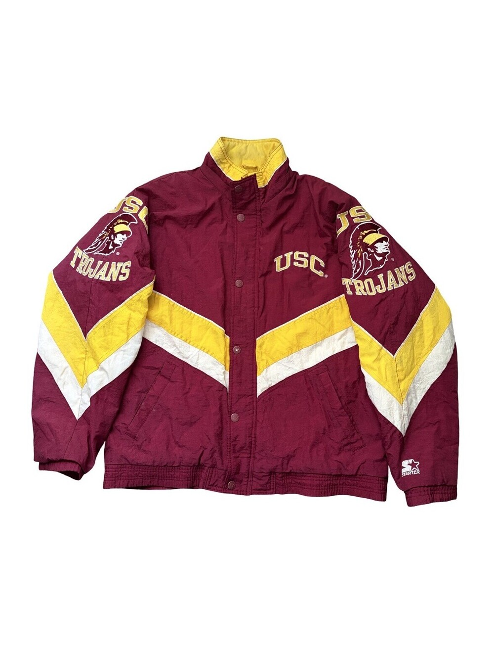 Vintage Starter USC Trojans Full Zip Snap Puffer Jacket Men’s Size Large RARE